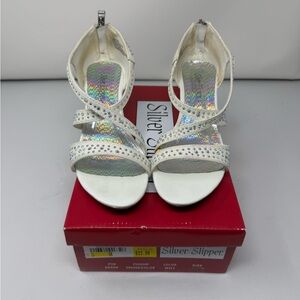 Chloe Silver and White Heels